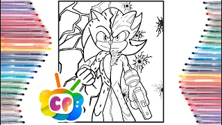 Sonic Shadow in one face coloring page / Sonic vs Shadow / Sonic Shadow in one face full height