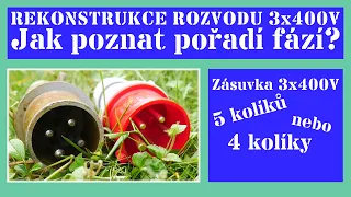 Rekonstrukce elektrických rozvodů 3x400V - pořadí fází - pětikolíková zásuvka - chránič