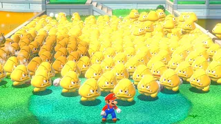 Can Mario defeat 999 Golden Goombas in Super Mario 3D World?