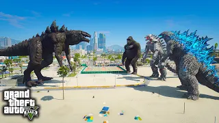 Godzilla, Mechagodzilla, Kong Vs Zilla 1998 Epic Fight ( GTA V Mods )