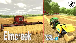 BARLEY 'N' BALES - FS22 - Elmcreek Ep. 20 - Barley harvesting, straw baling and stacking!