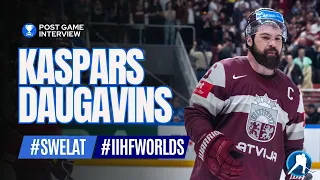 Post-game interview with Kaspars Daugavins (Sweden - Latvia 1:3) #IIHFWorlds