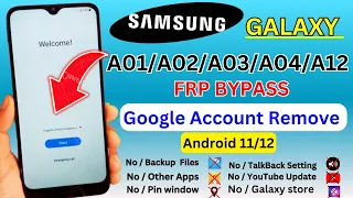 All Samsung A01/A02/A03/A04/A12 | Android 11,12 | FRP Bypasss | 2024 Google Account Remove _Samsung