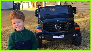 Mason's Brand New Mercedes Benz Zetros 24V Ride On Toy for Christmas | Trucks for Kids