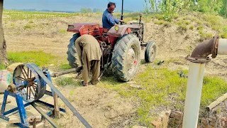 New Tube Well First Time Extract Water Apart In Desert || Tube well starting with Massey Tractor