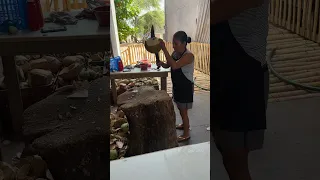 Small Mexican lady uses Machete to open a coconut! #subscribetomychannel #travel #mexico #travelvlog