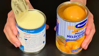 Whip condensed milk with peaches! The best no-bake French dessert!