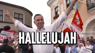 "Prezydent miał łzy w oczach". W Skoczowie zaśpiewali dla Dudy słynny przebój "Hallelujah"