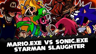 FNF | Mario.Exe Vs Sonic.Exe | Starman Slaughter - Mario's Madness V2 | Mods/Hard/Gameplay |