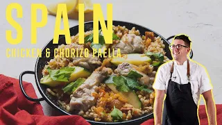 DELICIOUS SPANISH CHICKEN & CHORIZO PAELLA!