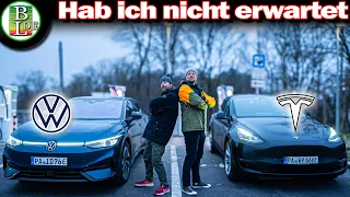 VW Id.7 und Tesla Model Y LR AWD - Verbrauchsfahrt Vergleich