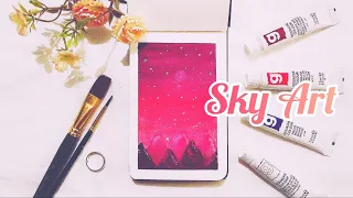 🌌Sky Art | Night Sky | Easy Gouache painting for beginners |Time lapse | JennArtistry⁹