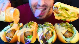 GHOST PEPPER CHEESE SAUCE MEXICAN BRATWURST PARTY !!! * ASMR MUKBANG * NOMNOMSAMMIEBOY