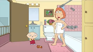 Stewie discovers Lois in the shower