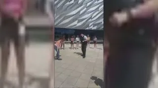 Policeman challenges kids to a dance-off in Belfast