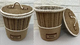 Diy Jute Rope Basket/ Diy Storage Jute Basket/ Basket Diy/ سبت تخزين يدوي