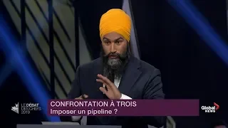 Leaders' Debate: Singh calls Bernier, Scheer "Mr. Pipeline, and Mr. Pipeline, too"