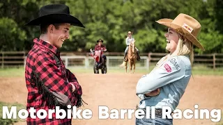 HORSEPOWER SHOWDOWN: Marc Marquez barrel racing against Jackie Ganter