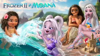 Frozen 2 & Moana: Elsa and Moana and their Kids have a Beach Party!💙🌊 | Alice Edit!