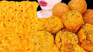 ASMR MUKBANG｜CHEESY CARBO FIRE NOODLES, CHICKEN, CHEESE BALL 까르보 불닭볶음면, 뿌링클 치킨, 치즈볼 EATING SOUNDS 먹방