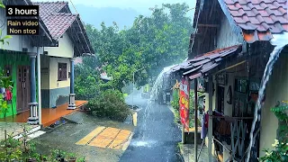 Heavy rain with wind and thunder||three hours of rain video||for insomnia