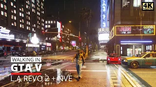 Walking in the Rain at Night in GTA V (L.A REVO 2 & Natural Vision Evolved) - 4K Ultra Max Graphics