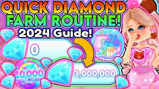 HOW TO GET A LOT OF DIAMONDS IN ROYALE HIGH 2024! UPDATED DIAMOND FARMING ROUTINE & TIPS! | ROBLOX