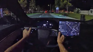 2022 Tesla Model S Plaid POV Night Drive (3D Audio)(ASMR)