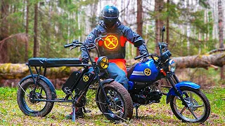 Moped gas mini bike VS electric fatbike 2x2! What would you choose?