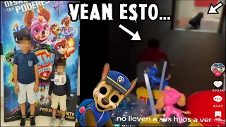 PROYECTAN en el CINE ALGO MUY EXTRAÑO a MEDIA PELICULA DE PAW PATROL (niños salen corriendo)