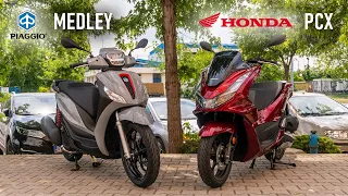 2021 Honda PCX vs Piaggio Medley Side By Side, All Angles, All Details