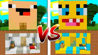 BASE SECRETA DE BEBE NOOB vs BASE SECRETA DE BOB ESPONJA 😱 MINECRAFT BUILD