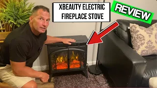 Xbeauty Electric Fireplace Stove, Freestanding Fireplace Heater with Realistic Flame,Portable Remote