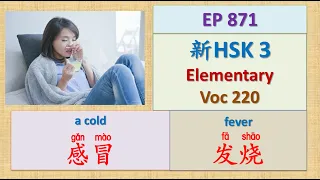 [EP 871] New HSK 3 Voc 220 (Elementary): 感冒、发烧、打噴嚏 || 新汉语水平(3.0)-初级词汇3 || Join My Daily Live