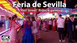 Feria de Sevilla 2024 🎡 Rides in Calle del Infierno "Hell Street" 🎢 4K Virtual Walk Tour, Spain