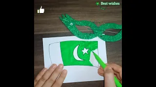 Pakistan Independence Day Easy Drawing/14 August Flag Drawing idea #Shorts