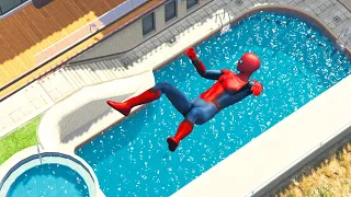 gta 5 spiderman crazy jump to water funny moments ragdolls epic