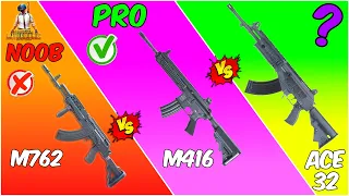 ACE 32 Vs M416 Vs Beryl (M762)  - Is Ace 32 Better ? Bgmi New Weapon Comparison Video | BGMI