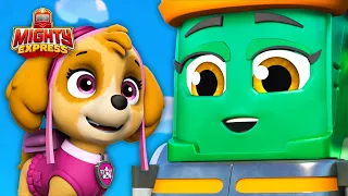 Save The Day With Sky and Faye! 🍿 PAW Patrol + Mighty Express Mashup! 🍿- Mighty Express Official
