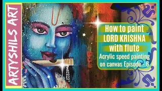 How to paint LORD #KRISHNA WITH THE FLUTE Acrylic #speedpainting on canvas #Acrylicpainting