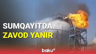 Sumqayıtda yanan zavod söndürülə bilmir