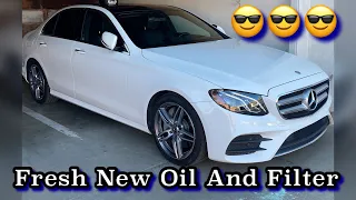How to Drain Motor Oil and Oil Filter Replacement Mercedes-Benz E300 2017 2018 2019