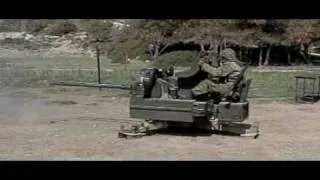 Rheinmetall Rh202 twin cannons firing, slow motion