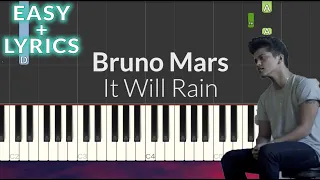 Bruno Mars - It Will Rain EASY Piano Tutorial + Lyrics