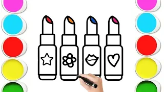 How to draw a Cute and easy lipstick easy drawing painting coloring for kids and toddlers