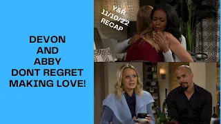 RECAP Nov 10th 2022 | The Young & The Restless | DEVON & ABBY HAS NO REGRETS & TUCKER HELPS ASHLEY