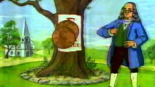 1990 Americas Best contacts & eyeglasses cartoon commercial--Ben Franklin gets electrocuted!
