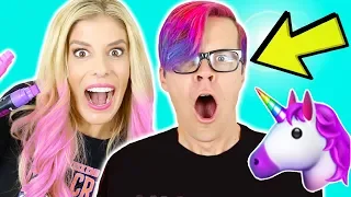 Transforming my Husband into a Unicorn! DIY Wengie Hair Tutorial