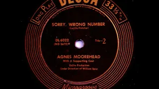 Agnes Moorehead ‎– Sorry, Wrong Number (Lucille Fletcher'ın Radyo tiyatrosu)1952 10" Vinyl Rip