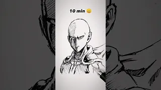 How to Draw Saitama in 10sec, 10mins, 10hrs 😳😳 #shorts #anime #drawing